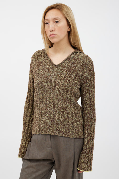 Acne Studios Green 
Brown Wool Knit Top