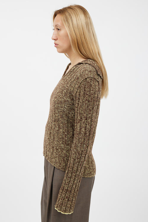 Acne Studios Green 
Brown Wool Knit Top