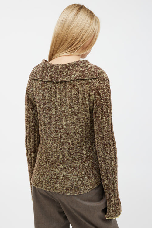 Acne Studios Green 
Brown Wool Knit Top