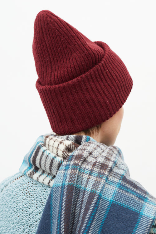 Acne Studios Burgundy Knit Pansy Face Beanie