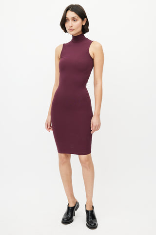 Acne Studios Burgundy Mockneck Mini Dress