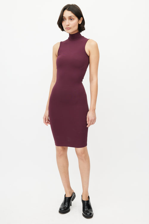 Acne Studios Burgundy Mockneck Mini Dress