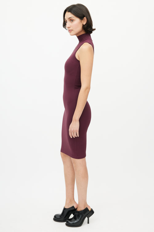 Acne Studios Burgundy Mockneck Mini Dress