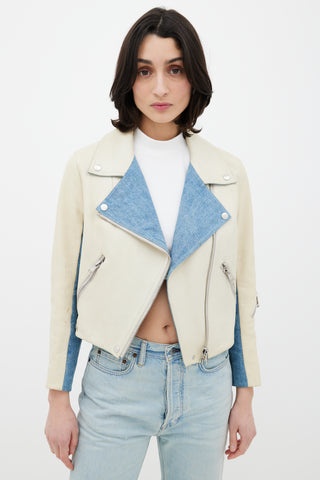 Acne Studios Cream 
Blue Denim Leather Jacket