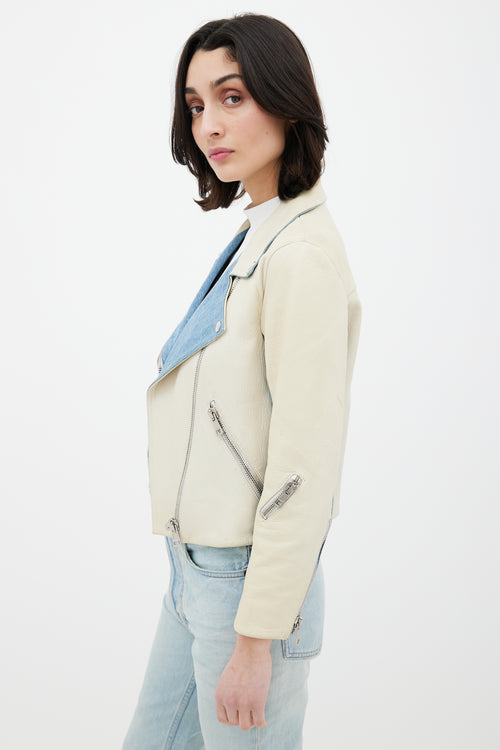 Acne Studios Cream 
Blue Denim Leather Jacket