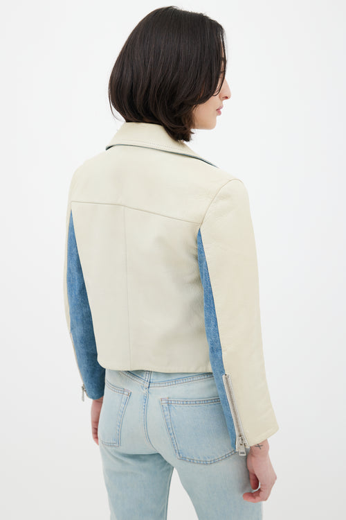 Acne Studios Cream 
Blue Denim Leather Jacket