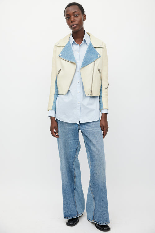 Acne Studios Cream 
Blue Rita Leather 
Denim Jacket