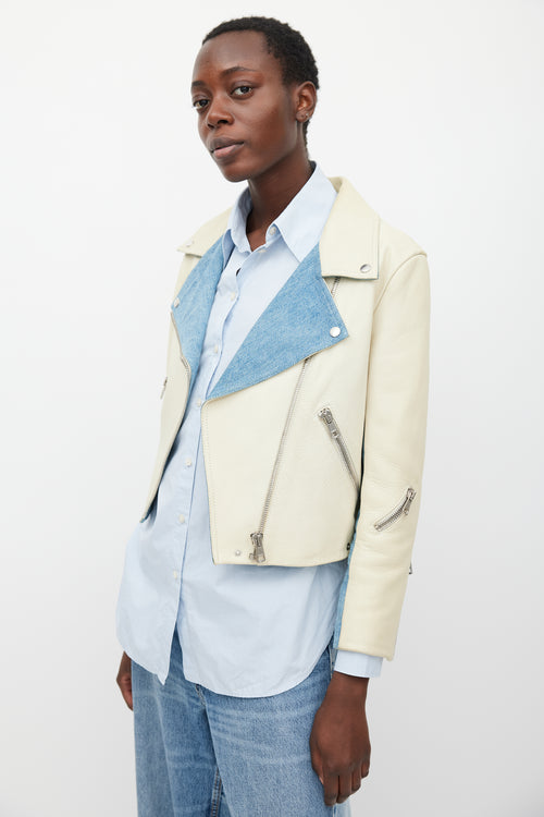 Acne Studios Cream 
Blue Rita Leather 
Denim Jacket