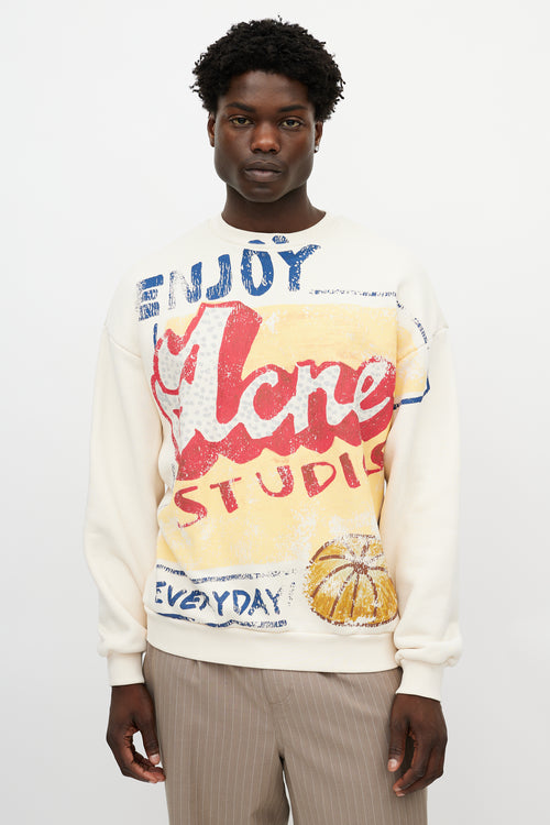 Acne Studios Cream 
Multicolour Enjoy Print Sweatshirt