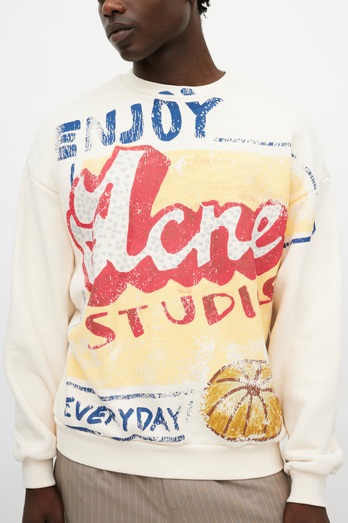 Acne Studios Cream 
Multicolour Enjoy Print Sweatshirt