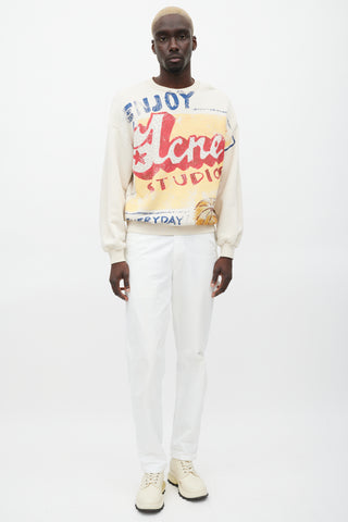 Acne Studios Cream 
Multicolour Logo Sweatshirt