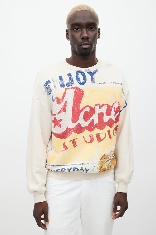 Acne Studios Cream 
Multicolour Logo Sweatshirt