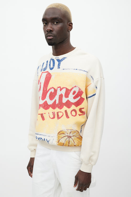 Acne Studios Cream 
Multicolour Logo Sweatshirt