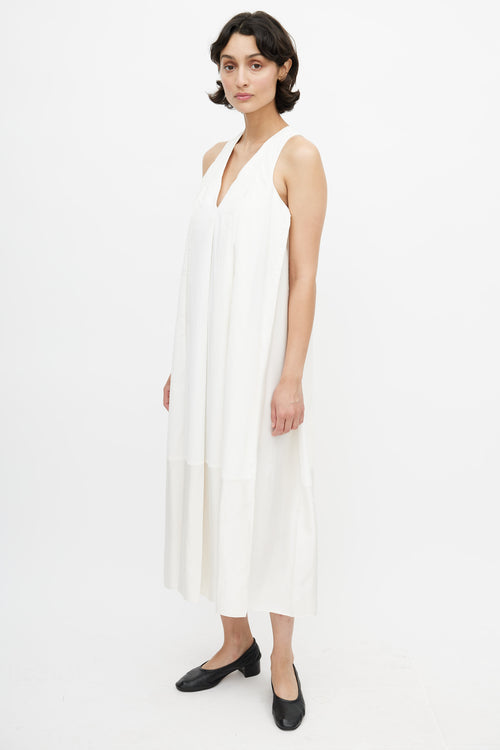 Acne Studios Cream Panelled Silk Dress