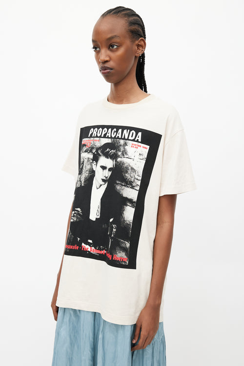 Acne Studios Cream Propaganda Print T-Shirt