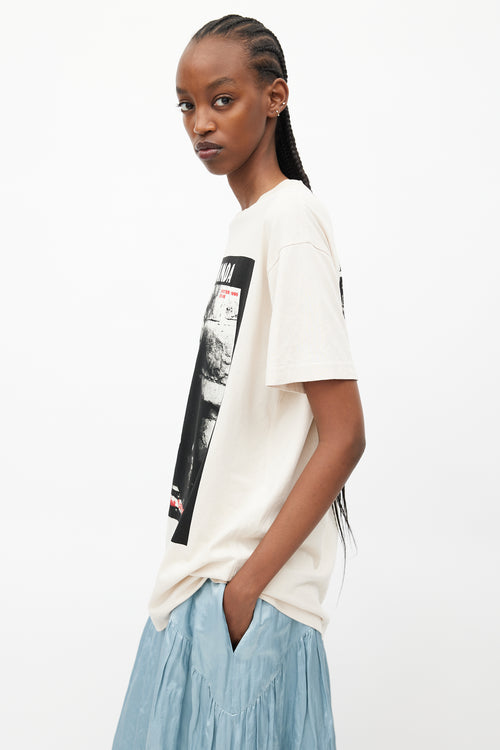 Acne Studios Cream Propaganda Print T-Shirt