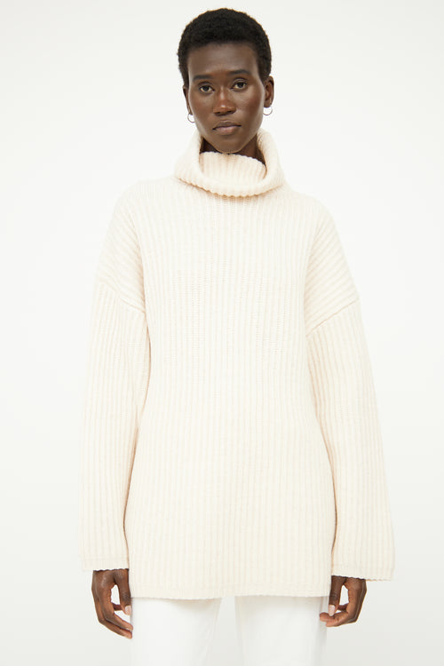 Acne Studios Cream Rib Turtleneck Sweater