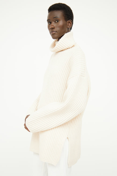 Acne Studios Cream Rib Turtleneck Sweater