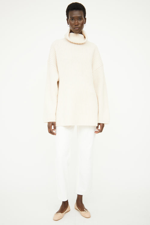 Acne Studios Cream Rib Turtleneck Sweater