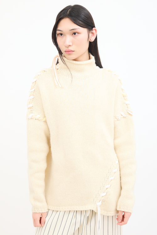 Acne Studios Cream Wool Kaneta Whip Stitch Sweater