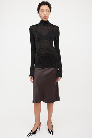 Acne Studios Crepe Mesh Sparkly Turtleneck Top