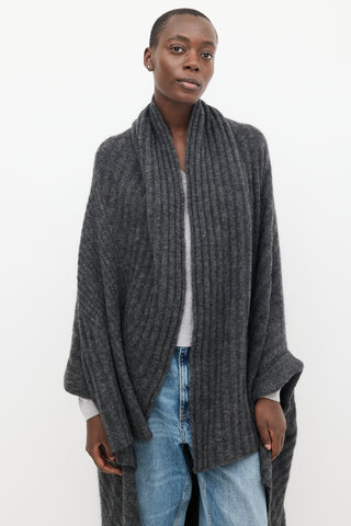 Acne Studios Dark Grey Mohair Alan Asymmetric Cardigan