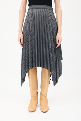 Acne Studios Dark Grey Wool Herringbone Pleated Skirt