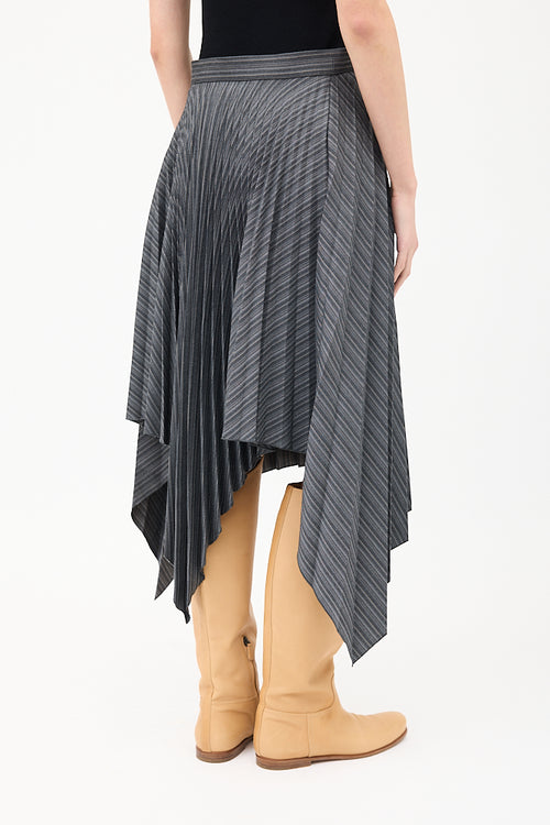 Acne Studios Dark Grey Wool Herringbone Pleated Skirt