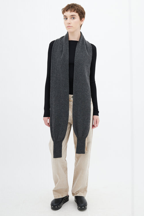 Acne Studios Dark Grey Wool Shrug Scarf