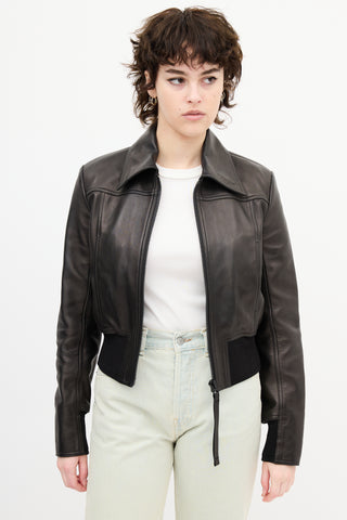 Acne Studios Metallic Brown Leather Jacket