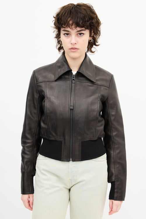 Acne Studios Metallic Brown Leather Jacket