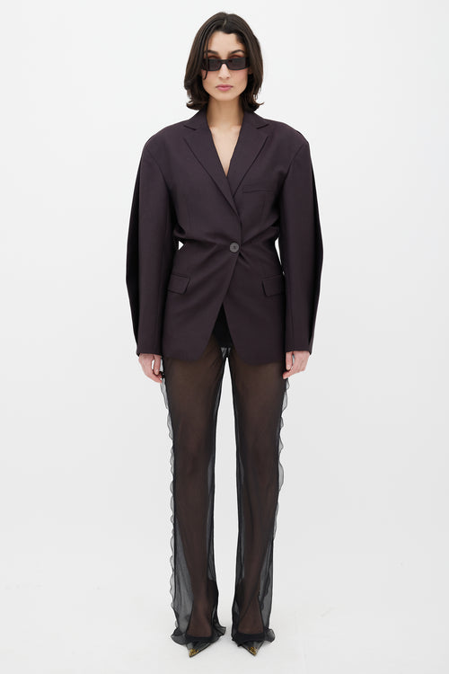 Acne Studios Dark Purple Wool Flap Blazer