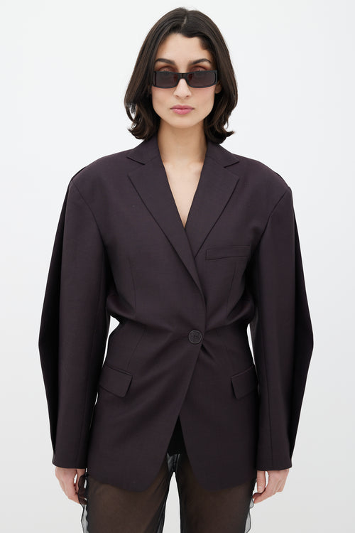 Acne Studios Dark Purple Wool Flap Blazer