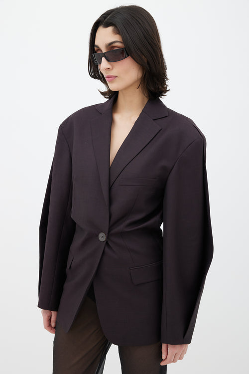 Acne Studios Dark Purple Wool Flap Blazer