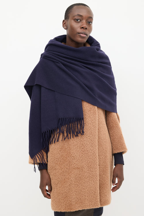 Acne Studios Dark Purple Wool Fringe Scarf