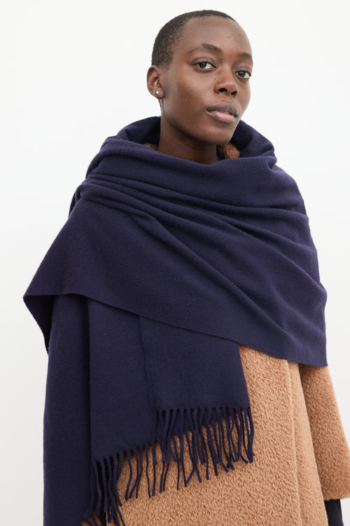 Acne Studios Dark Purple Wool Fringe Scarf