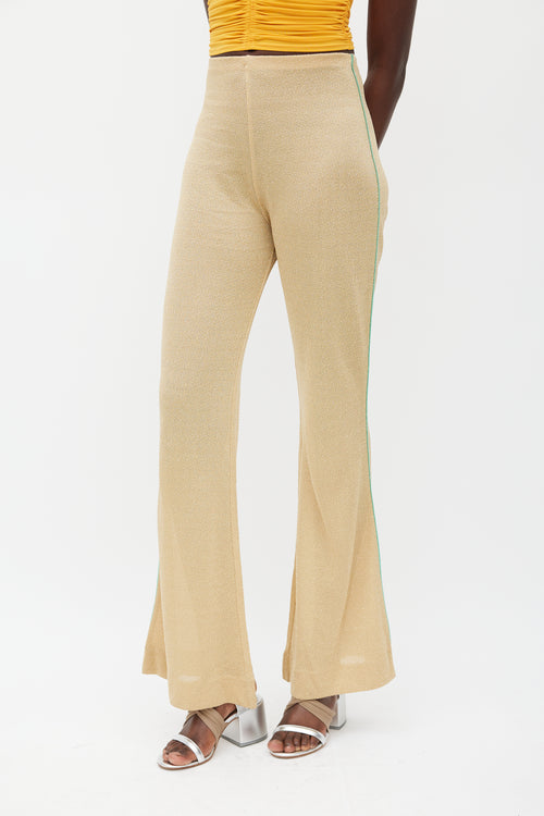 Acne Studios Gold 
Green Sparkly Flared Pant