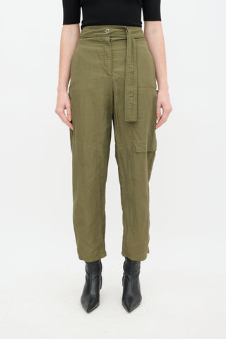 Acne Studios Green Nylon Belted Cargo Trouser