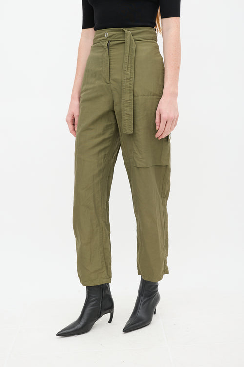 Acne Studios Green Nylon Belted Cargo Trouser