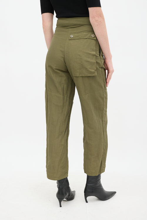 Acne Studios Green Nylon Belted Cargo Trouser