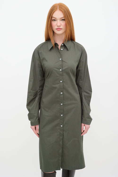 Acne Studios Green Cut Out Shirt Dress