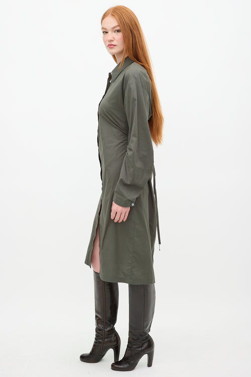 Acne Studios Green Cut Out Shirt Dress