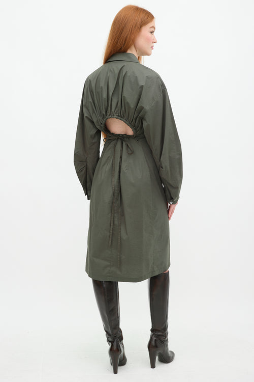 Acne Studios Green Cut Out Shirt Dress