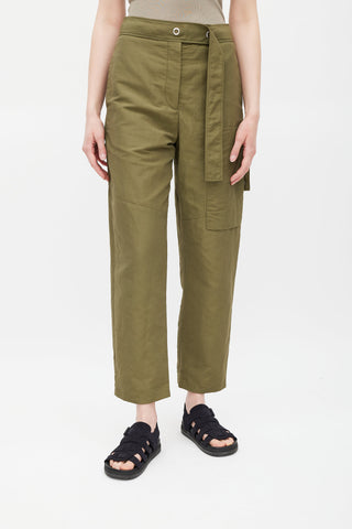 Acne Studios Green Nylon Belted Cargo Trouser