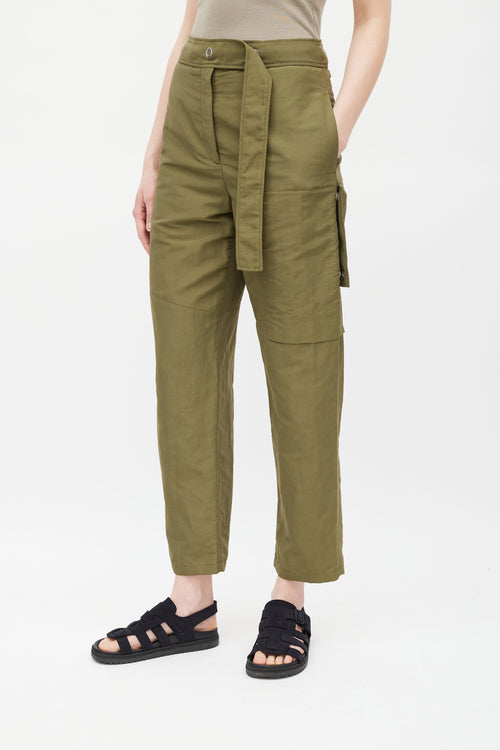 Acne Studios Green Nylon Belted Cargo Trouser