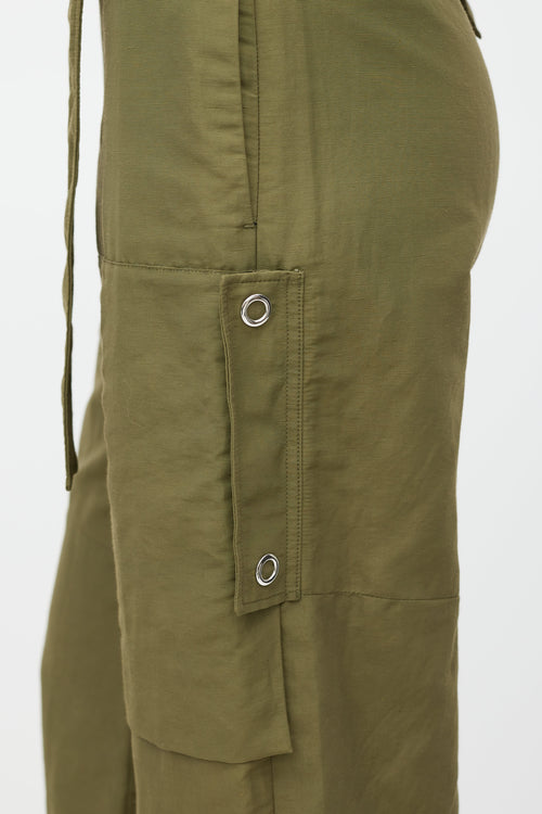 Acne Studios Green Nylon Belted Cargo Trouser