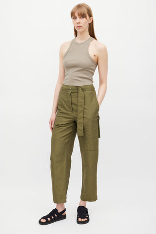 Acne Studios Green Nylon Belted Cargo Trouser