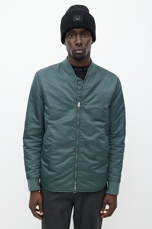 Acne Studios Green Nylon Bomber Jacket