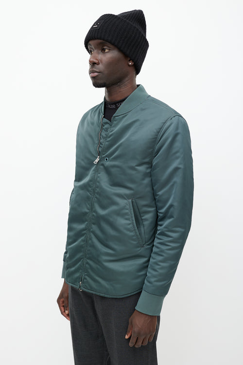 Acne Studios Green Nylon Bomber Jacket