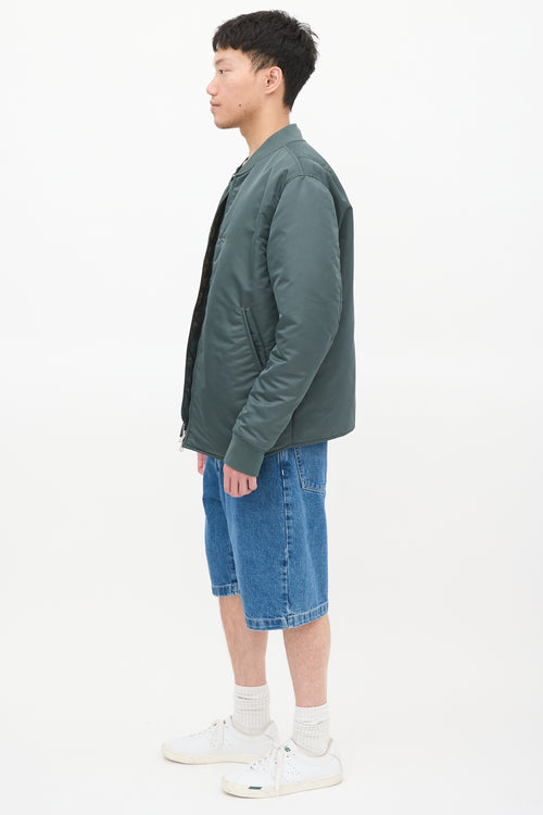 Acne Studios Green Nylon Two Pocket Bomber Jacket